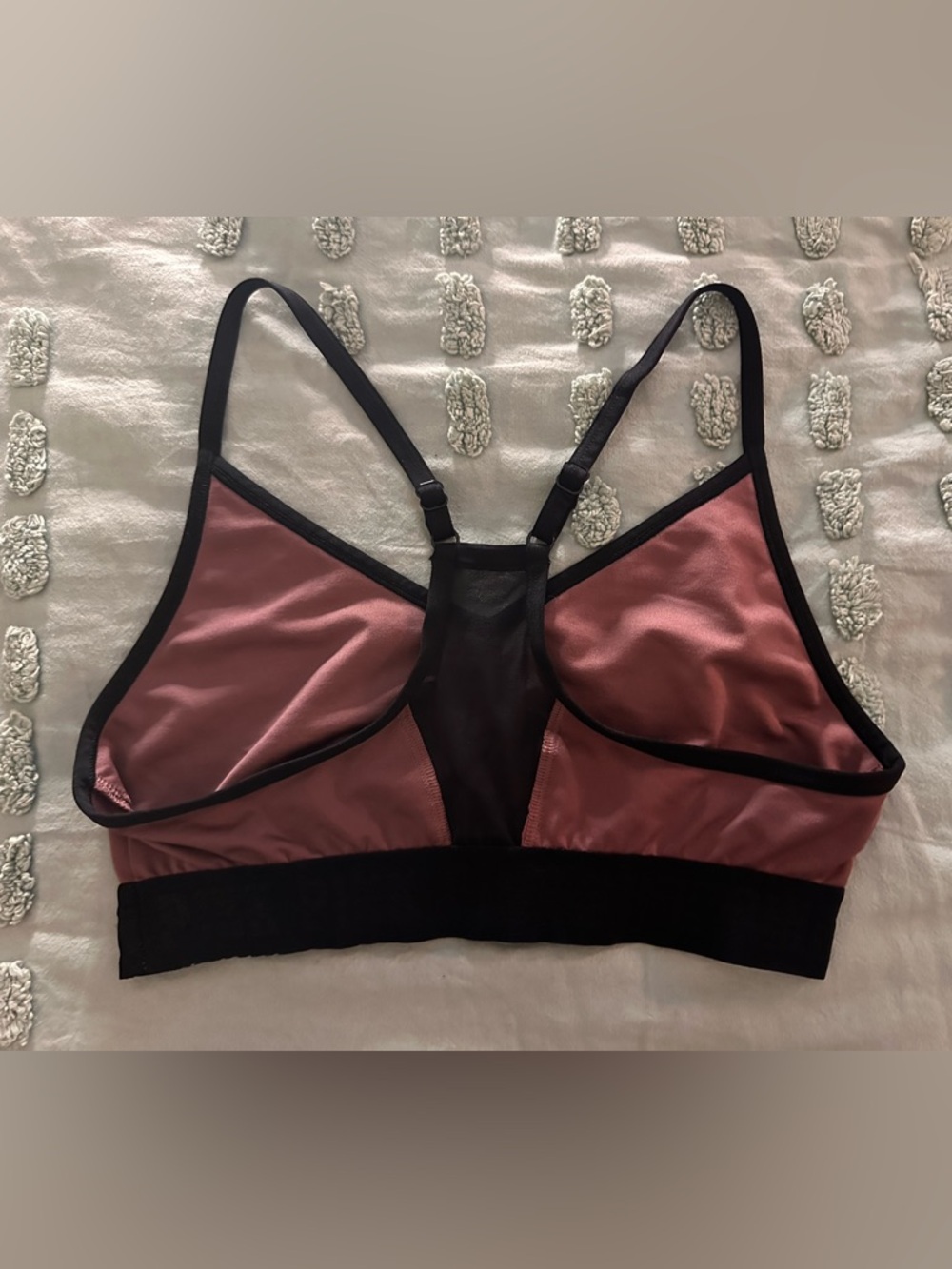 Victoria’s Secret Mauve Bralette w/ Mesh Racer Back Black Trim Shimmer Logo - Picture 2 of 15
